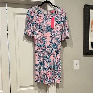 Lilly Pulitzer Vibrant Pink and Blue Romper